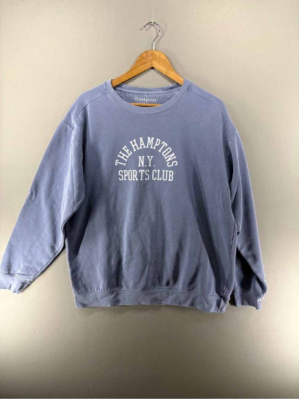 Firstport The Hamptons New York Sport’s Club Sweatshirt Blue Large Retro